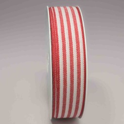 Nastro "Cotone" a righe - 24 Mm x 25 M / Rosso