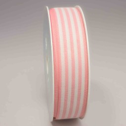 Nastro "Cotone" a righe - 24 Mm x 25 M / Rosa