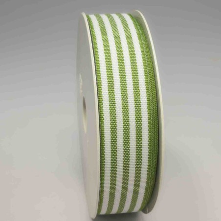 Nastro "Cotone" a righe - 24 Mm x 25 M / Verde