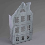 Sagoma di casetta in metallo - 24x16x45 Cm / Grigio