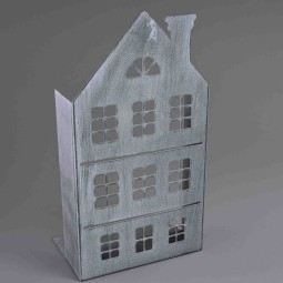 Sagoma di casetta in metallo - 24x16x45 Cm / Grigio