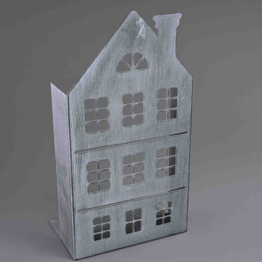 Sagoma di casetta in metallo - 24x16x45 Cm / Grigio