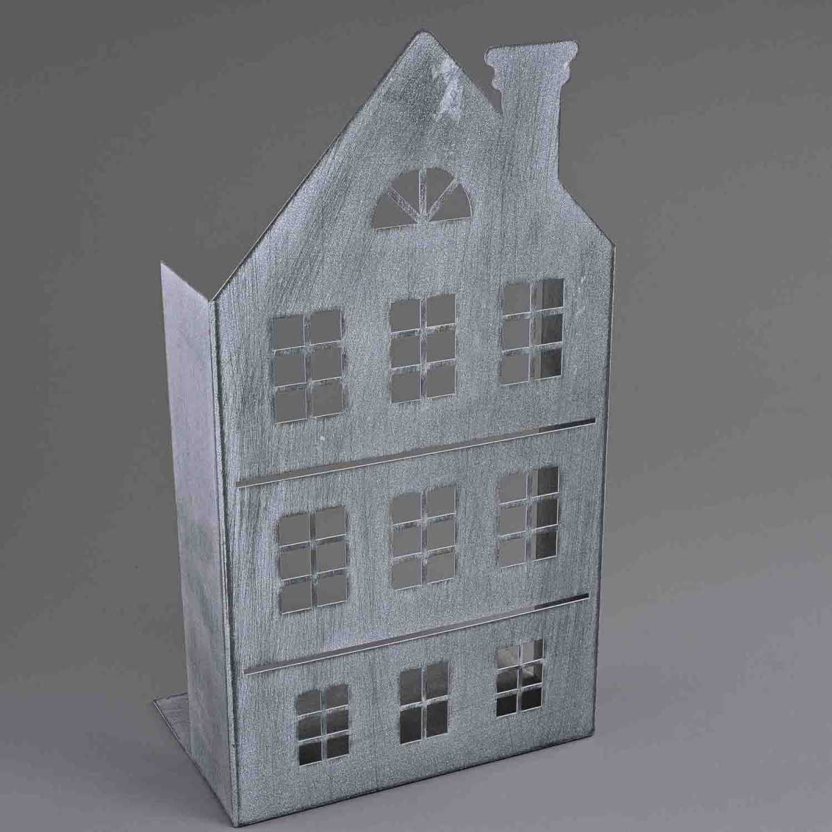 Sagoma di casetta in metallo - 24x16x45 Cm / Grigio