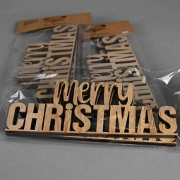 Scritta "Merry Christmas" in legno 6 PZ - Naturale