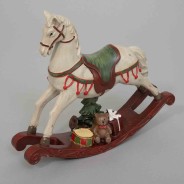 Cavallo a dondolo natalizio in resina
