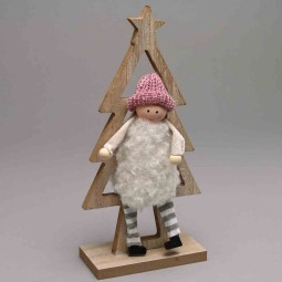 Bambolina in tessuto con albero - 10,5x5x22 Cm / Assortita