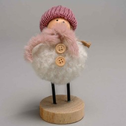 Bambolina in tessuto con base legno - 6x13 Cm / Assortita