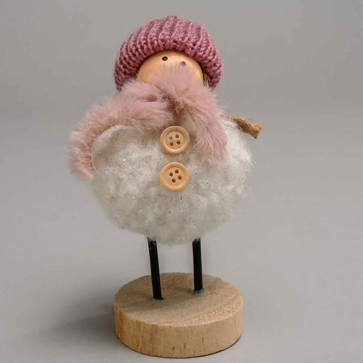 Bambolina in tessuto con base legno - 6x13 Cm / Assortita