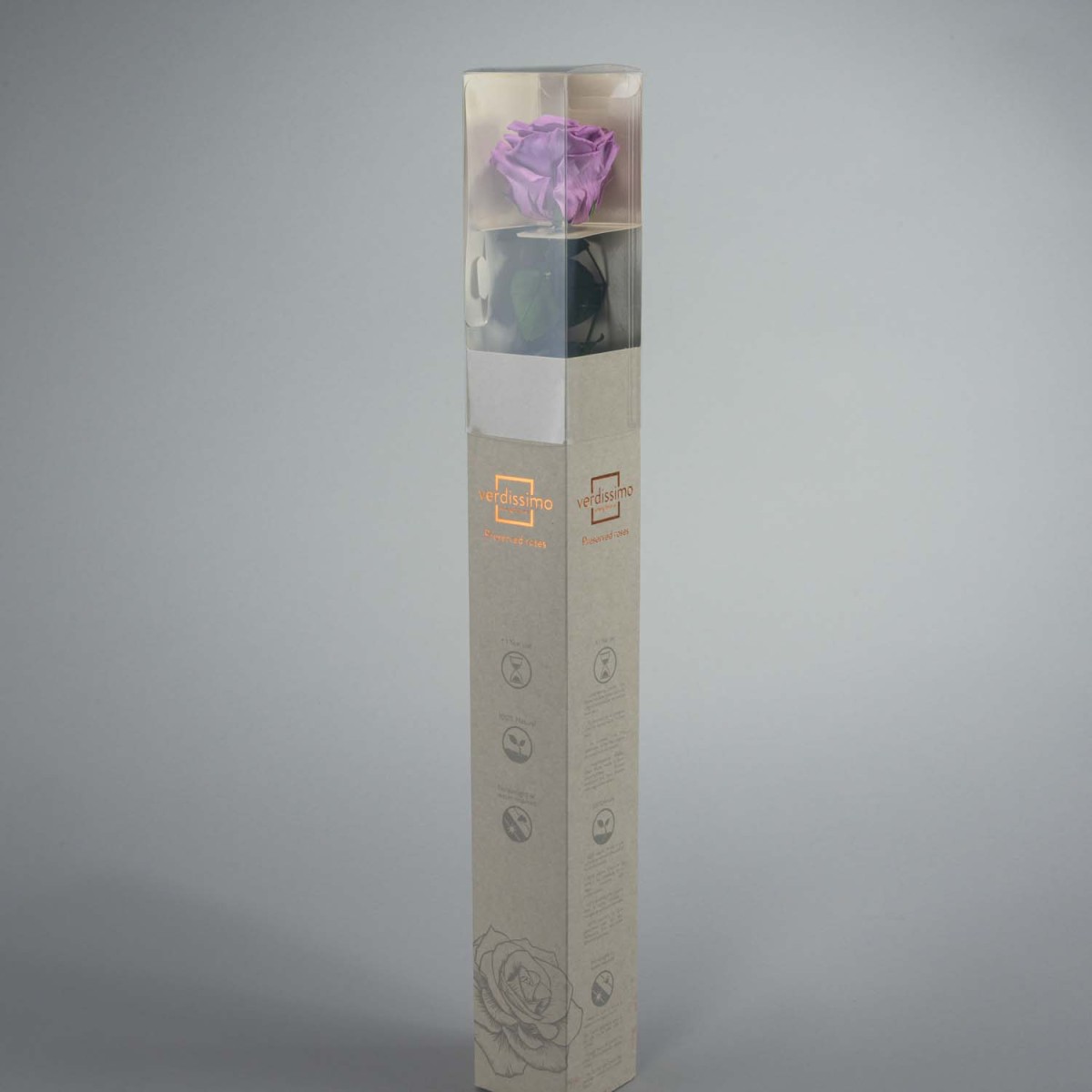 Rosa stabilizzata con stelo - 55 CM - Lilla