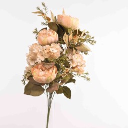 Peonie in mazzo frontale - 55 Cm / Beige