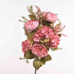 Peonie in mazzo frontale - 55 Cm / Lavanda antico