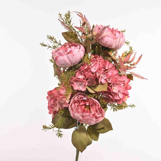 Peonie in mazzo frontale - 55 Cm / Lavanda antico