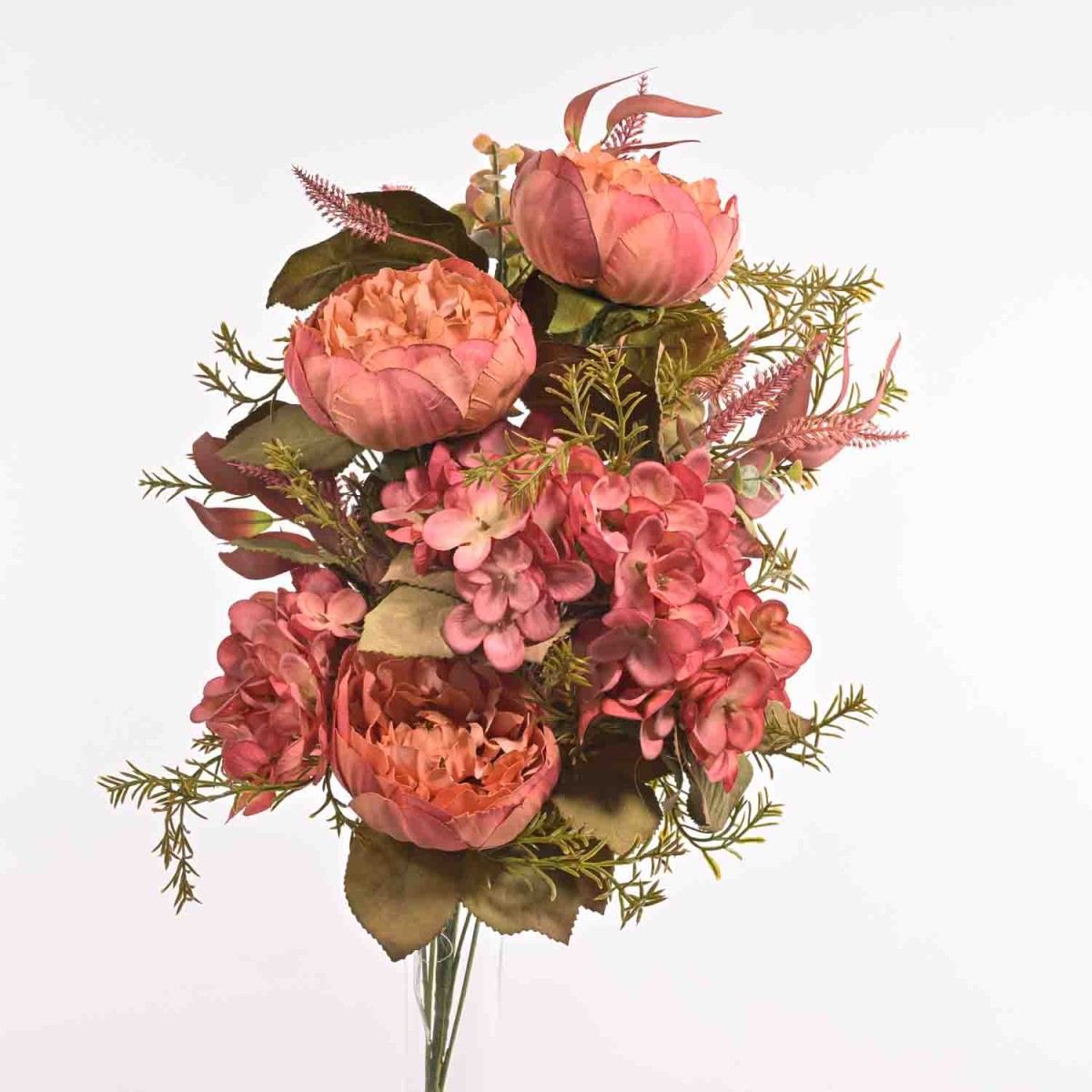 Peonie in mazzo frontale - 55 Cm / Rosa antico