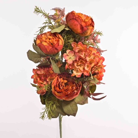 Peonie in mazzo frontale - 55 Cm / Ruggine