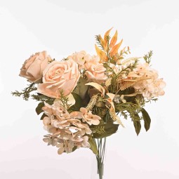 Rose Cabbage in mazzo frontale - 48 Cm / Beige