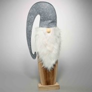 Babbo Natale in legno e tessuto - 20x6x57 Cm / Grigio