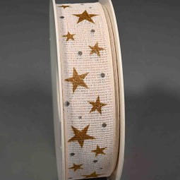 Nastro con stelle scintillanti - 25 Mm x 20 M / Bianco