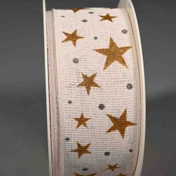 Nastro con stelle scintillanti - 40 Mm x 20 M / Bianco