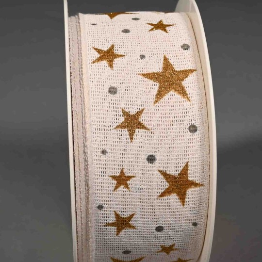 Nastro con stelle scintillanti - 40 Mm x 20 M / Bianco