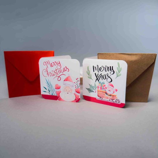 Biglietti "Babbo Natale" pieghevoli 50 PZ - 8x8 Cm