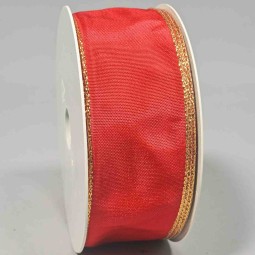 Nastro "Taffetà" con bordo lurex - 40 Mm x 25 M / Rosso