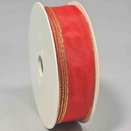 Nastro "Taffetà" con bordo lurex - 25 Mm x 25 M / Rosso