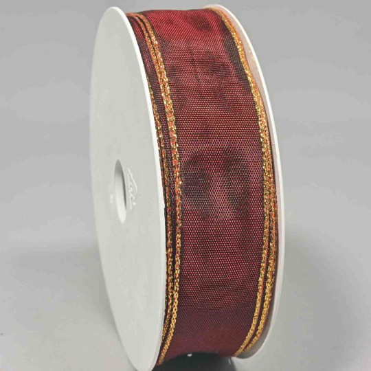 Nastro "Taffetà" con bordo lurex - 25 Mm x 25 M / Bordeaux