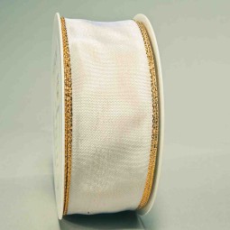 Nastro "Taffetà" con bordo lurex - 40 Mm x 25 M / Bianco