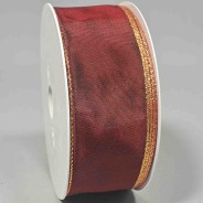 Nastro "Taffetà" con bordo lurex - 40 Mm x 25 M / Bordeaux