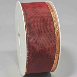 Nastro "Taffetà" con bordo lurex - 40 Mm x 25 M / Bordeaux