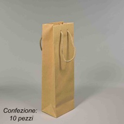 Borsine portabottiglia  in carta 10 PZ - 12x39+9 Cm / Kraft