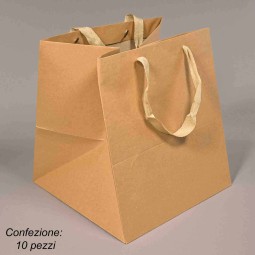 Borsine "Shoppers" in carta 10 PZ - 25x28+25 Cm / Kraft