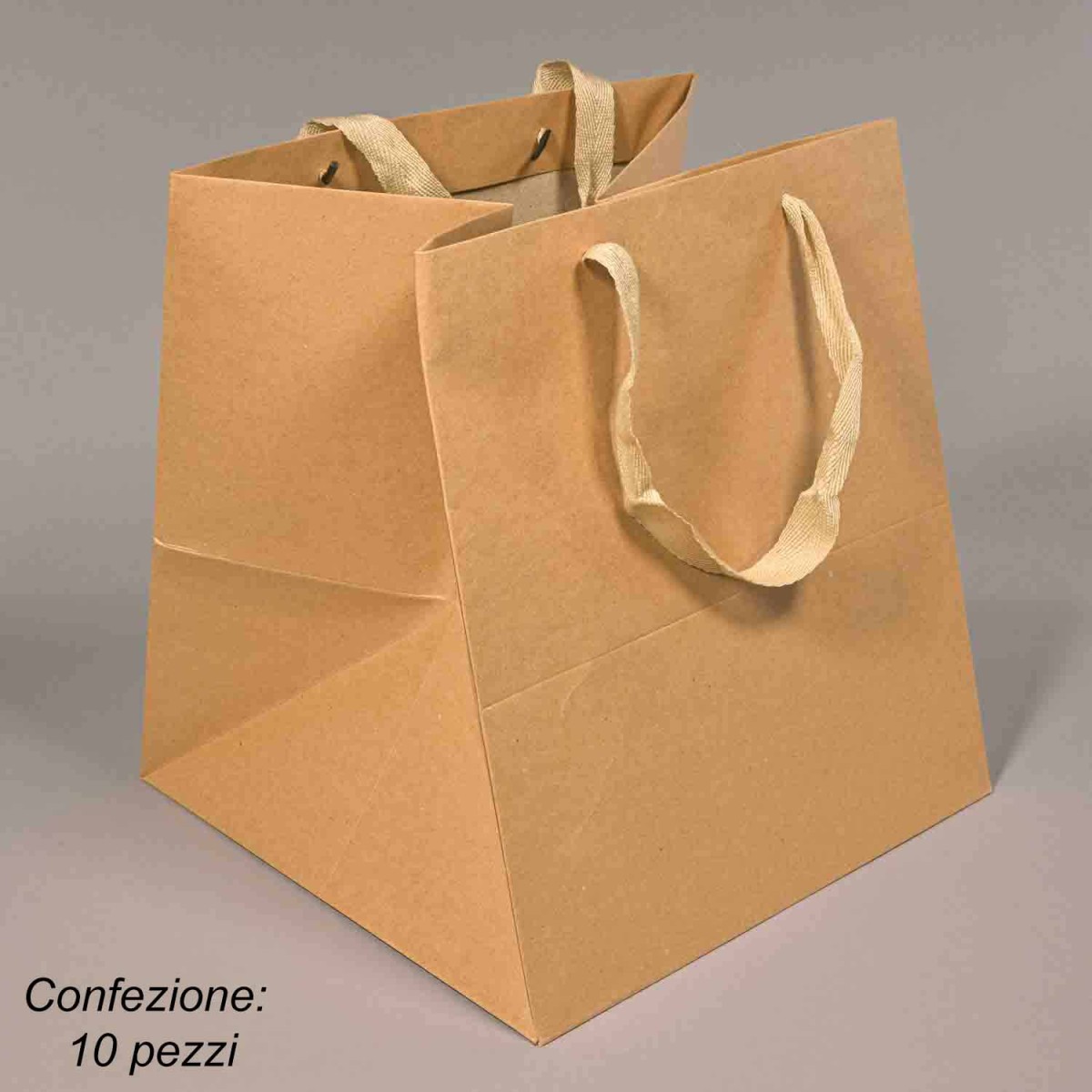 Borsine "Shoppers" in carta 10 PZ - 25x28+25 Cm / Kraft