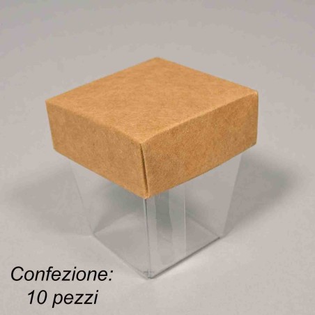 Scatole pieghevoli 10 PZ trasparenti - 3x3x5 Cm / Avana