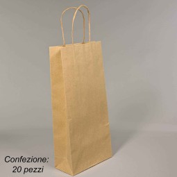 Borsine portabottiglia in carta 20 PZ - 18x38+8 Cm / Kraft