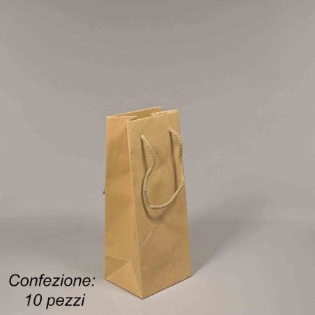 Borsine portabottiglia in carta 10 PZ - 212x30+10 Cm / Kraft
