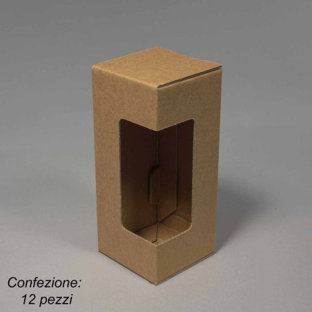 Scatole in cartoncino con finestra 12 PZ - 7x16 Cm / Avana