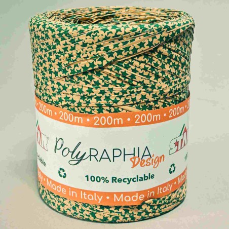 Raphia con stelle - 15 Mm x 200 M / Verde