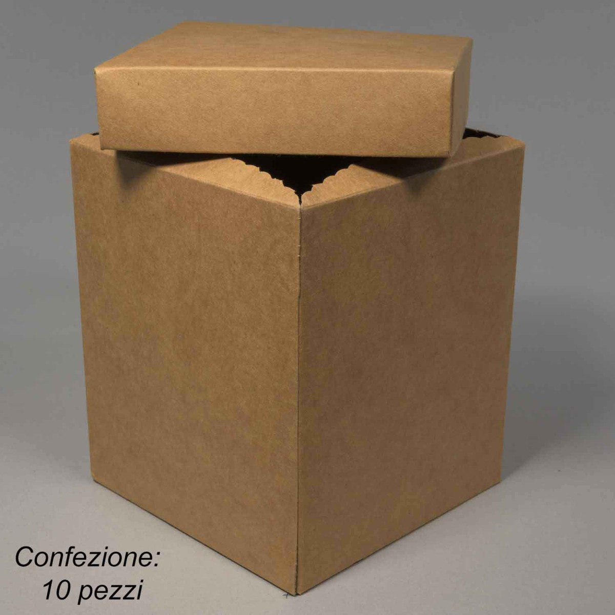 Scatole in cartoncino 10 PZ - 14x14x17 Cm / Avana