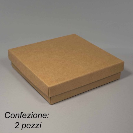 Scatole in cartoncino 2 PZ - 25x25x6 Cm / Avana