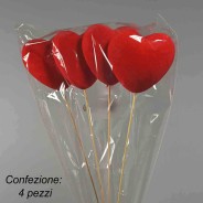Pick con cuore 4 PZ - 12x50 Cm / Rosso