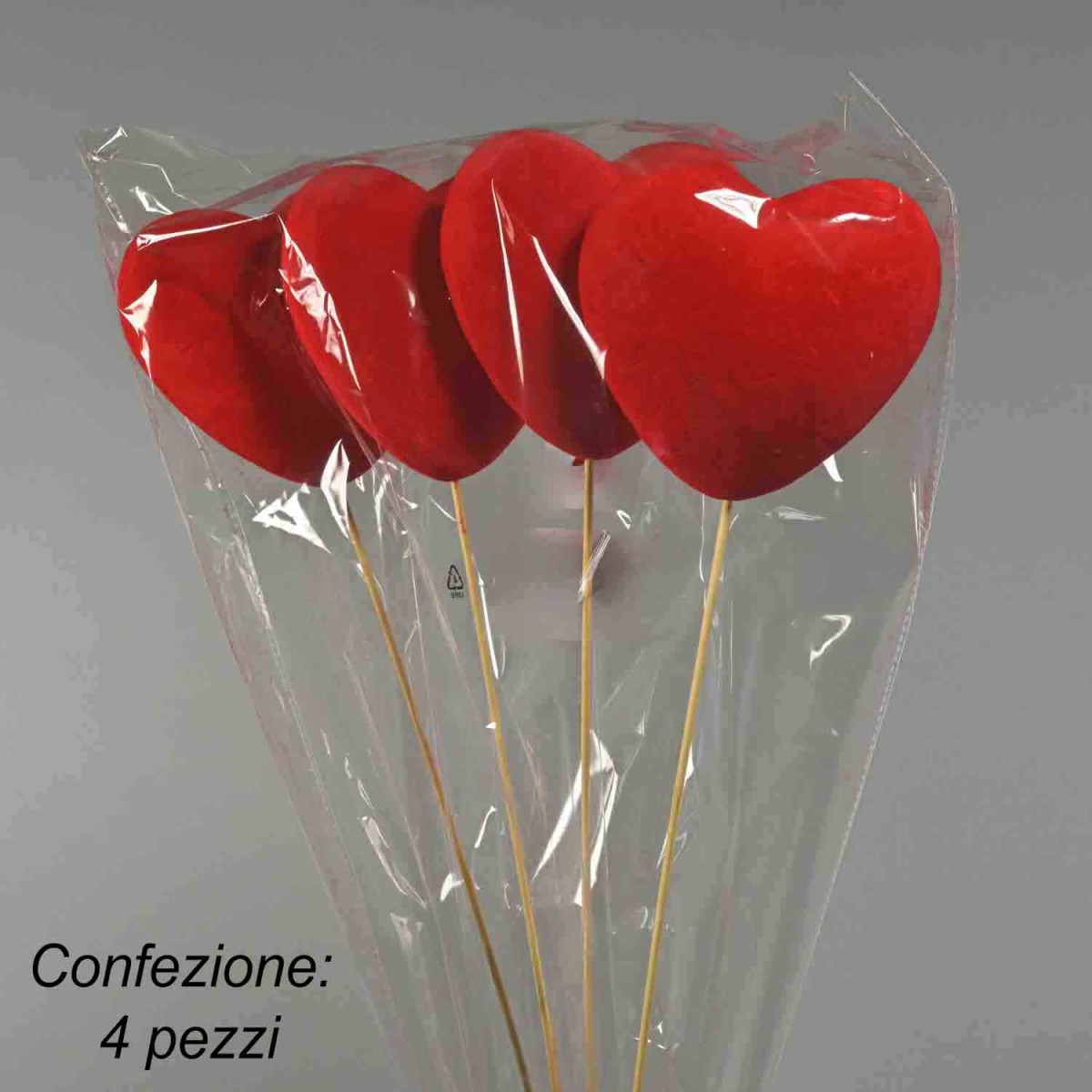 Pick con cuore 4 PZ - 12x50 Cm / Rosso