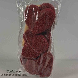 Cuori in tessuto da appendere 6 PZ - 9x8,5 Cm / Rosso vino