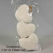 Cuori in tessuto da appendere 6 PZ - 9x8,5 Cm / Bianco