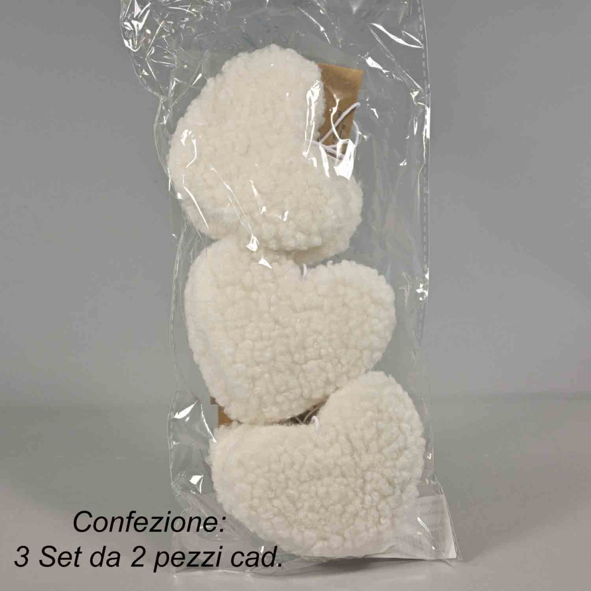 Cuori in tessuto da appendere 6 PZ - 9x8,5 Cm / Bianco