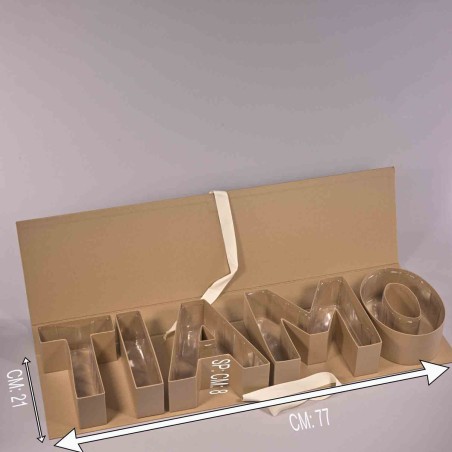 Scatola in carta "TI AMO" - 77x21x8 Cm / Avana