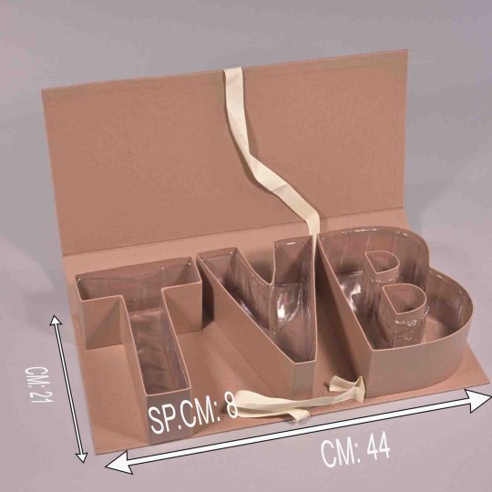 Scatola in carta "TVB" - 48x21x8 Cm / Cipria