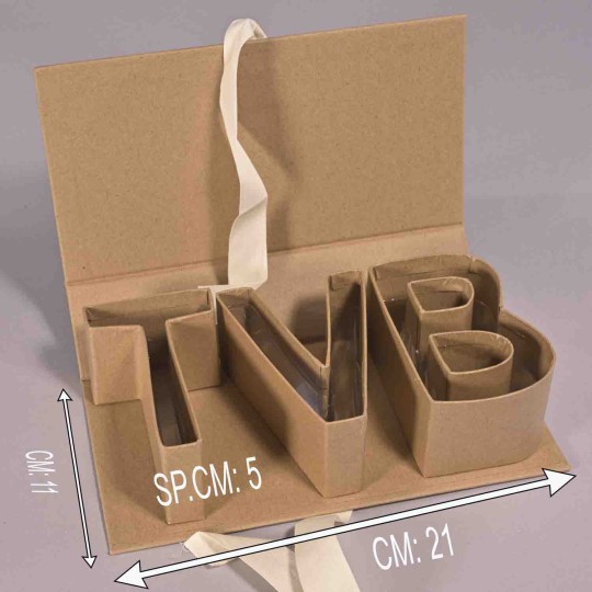 Scatola in carta "TVB" - 21x11x5 Cm / Avana