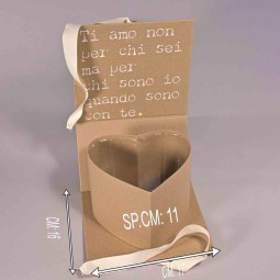 Scatola "Cuore" con coperchio e dedica - 17x16x21 Cm / Avana