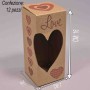 Scatole in carta con intaglio "Cuore" 12 PZ - 7x7x16 Cm / Avana